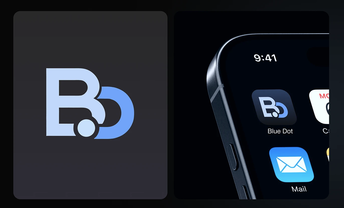Client work sample — app icon and mobile UI