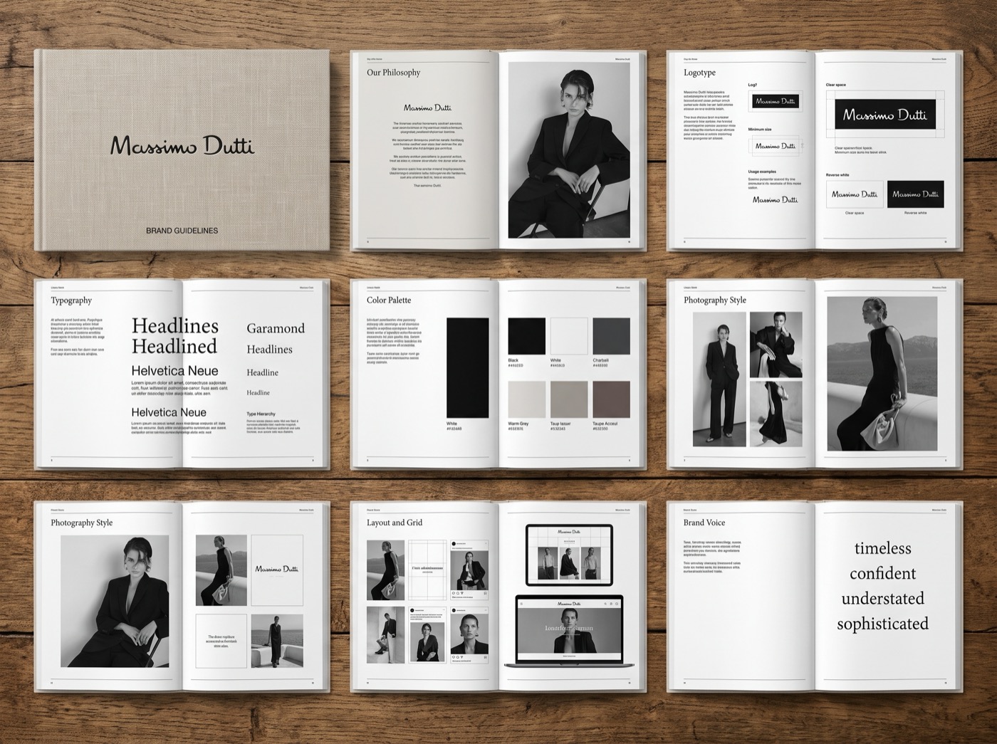 Client work sample — Massimo Dutti brand guidelines