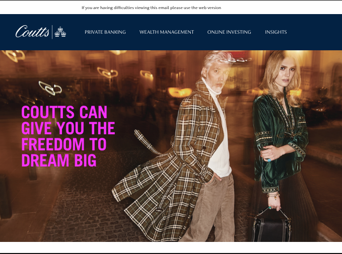 Coutts email: Coutts can give you the freedom to dream big