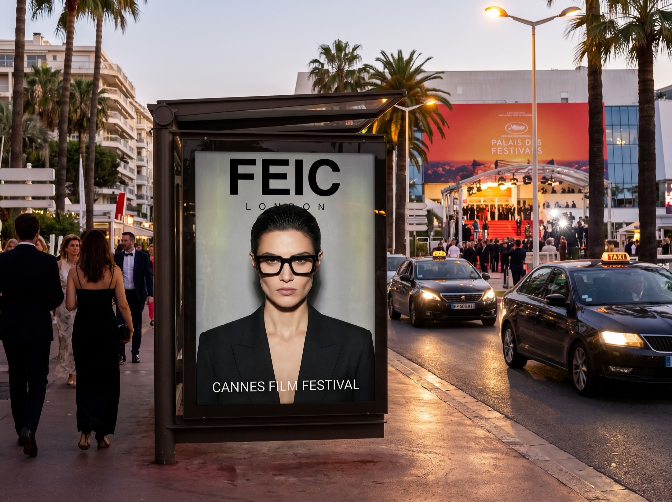 FEIC London bus-stop poster at Cannes