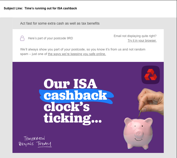 NatWest Premier email: our ISA cashback clock's ticking